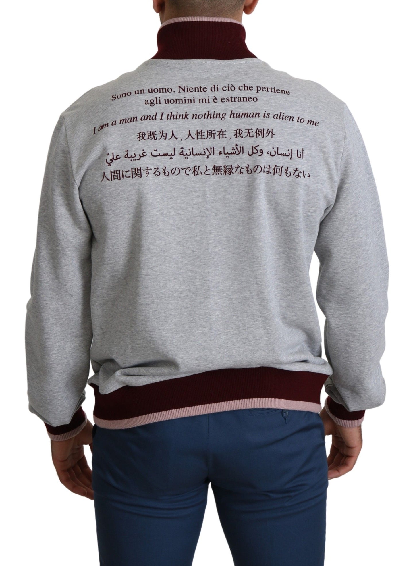 Grauer Homo Sum Rollkragenpullover Pullover