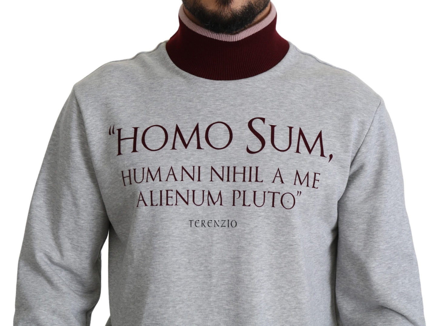 Grauer Homo Sum Rollkragenpullover Pullover