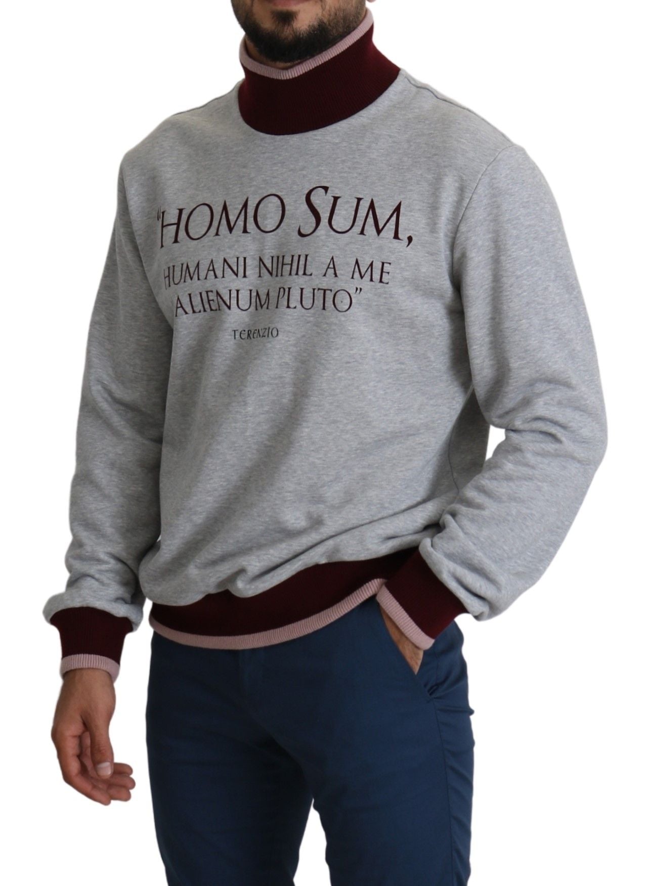 Grauer Homo Sum Rollkragenpullover Pullover