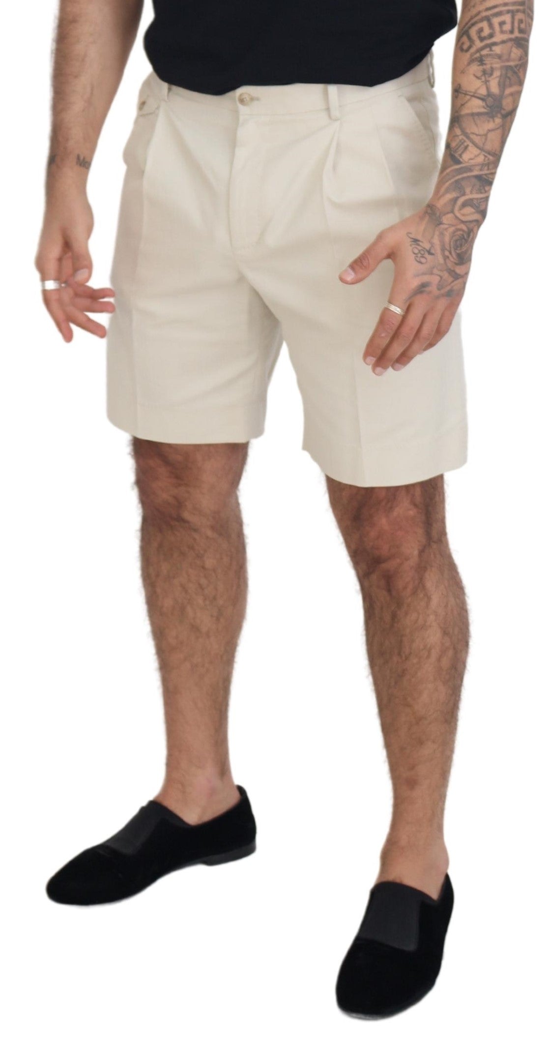 Weiße Chinos Baumwolle Stretch Casual Shorts