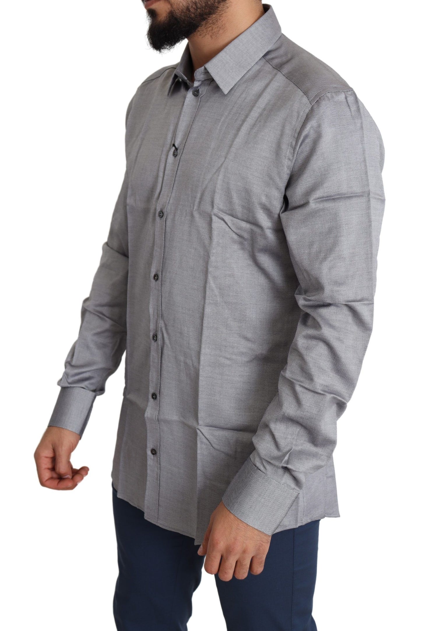 Graues Baumwolle Herren Formal GOLD Hemd