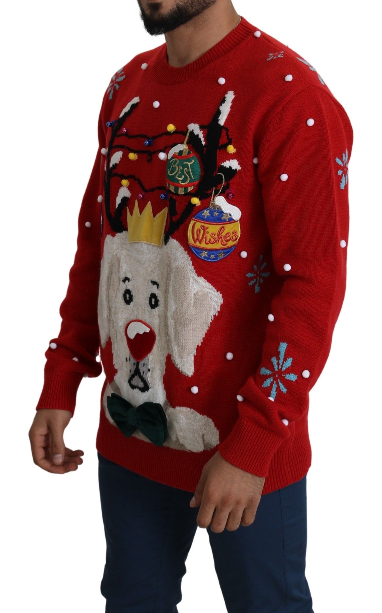 Roter Weihnachtshund Pullover Kaschmirpullover