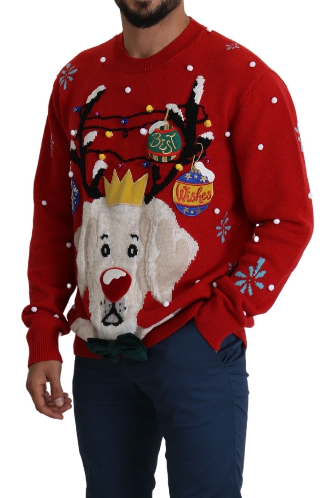 Roter Weihnachtshund Pullover Kaschmirpullover