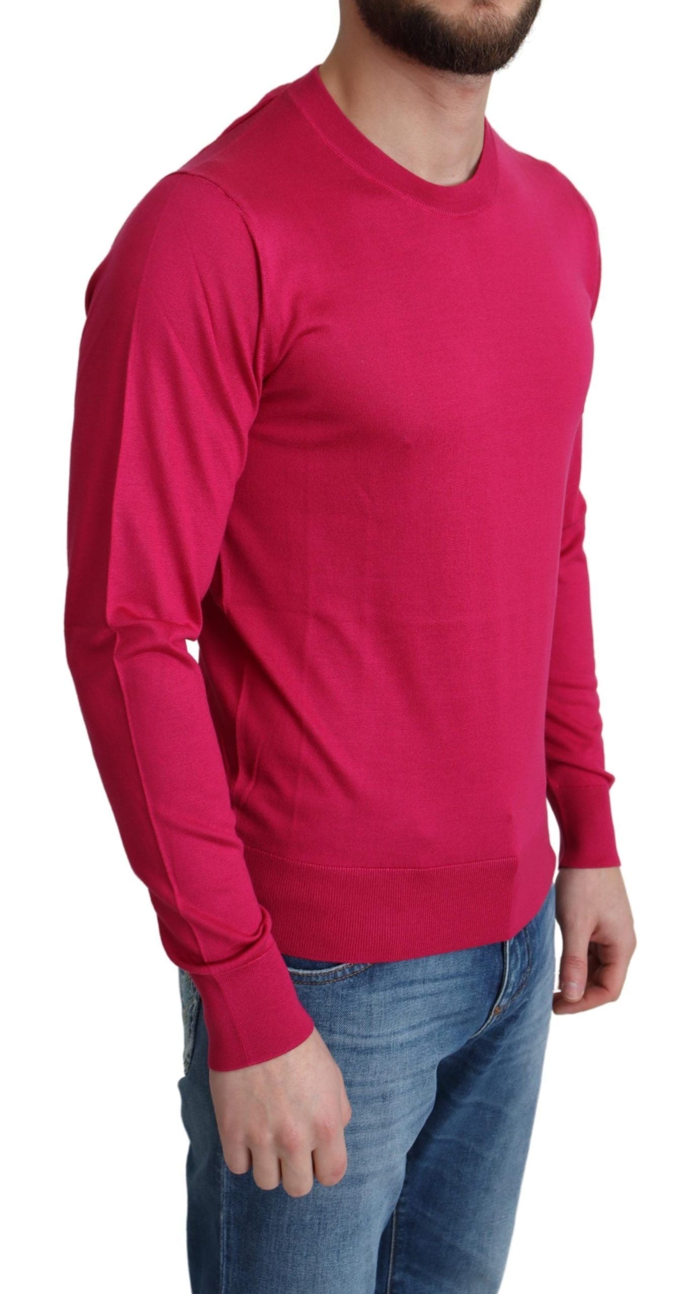 Rosa Seidenpullover mit Rundhalsausschnitt Top Sweater
