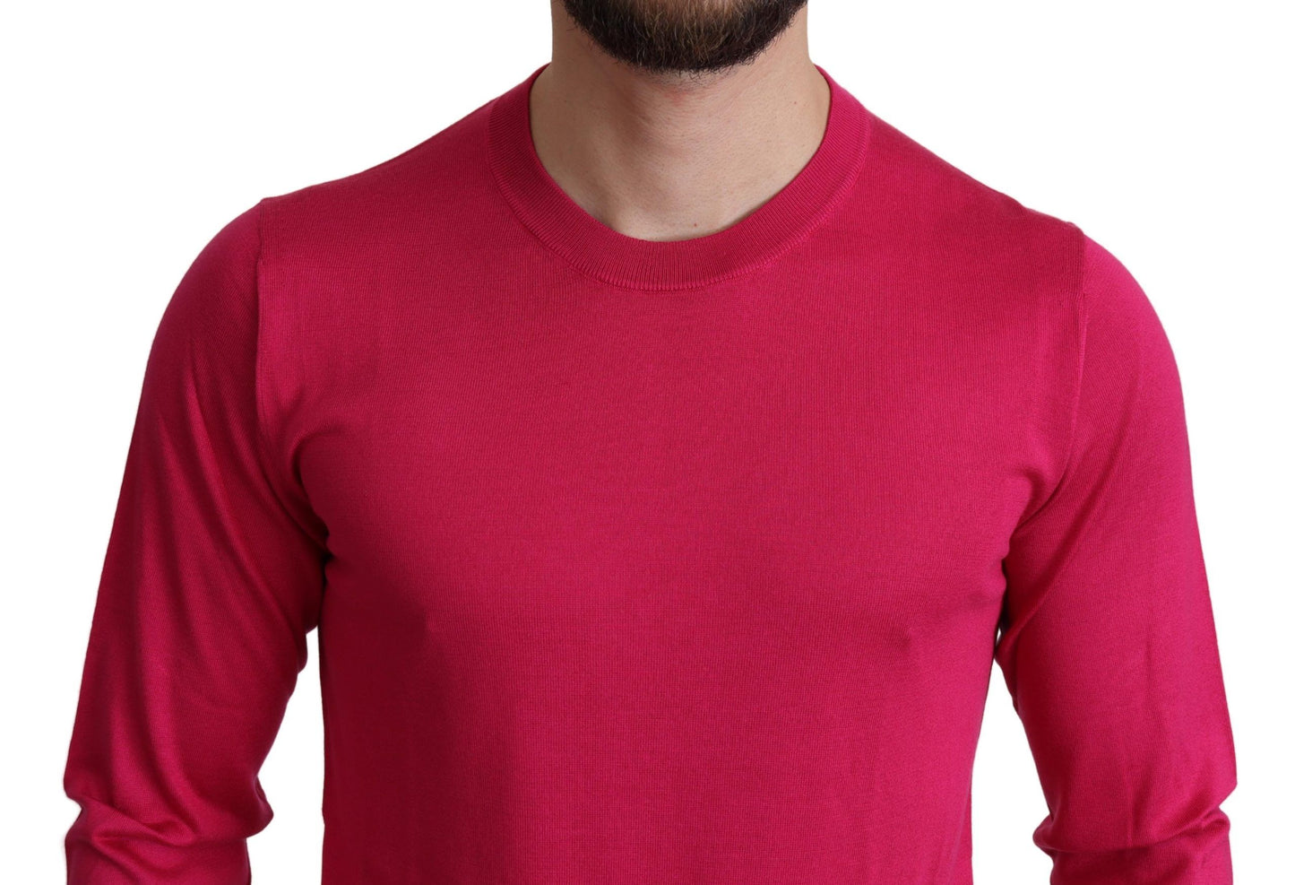 Rosa Seidenpullover mit Rundhalsausschnitt Top Sweater