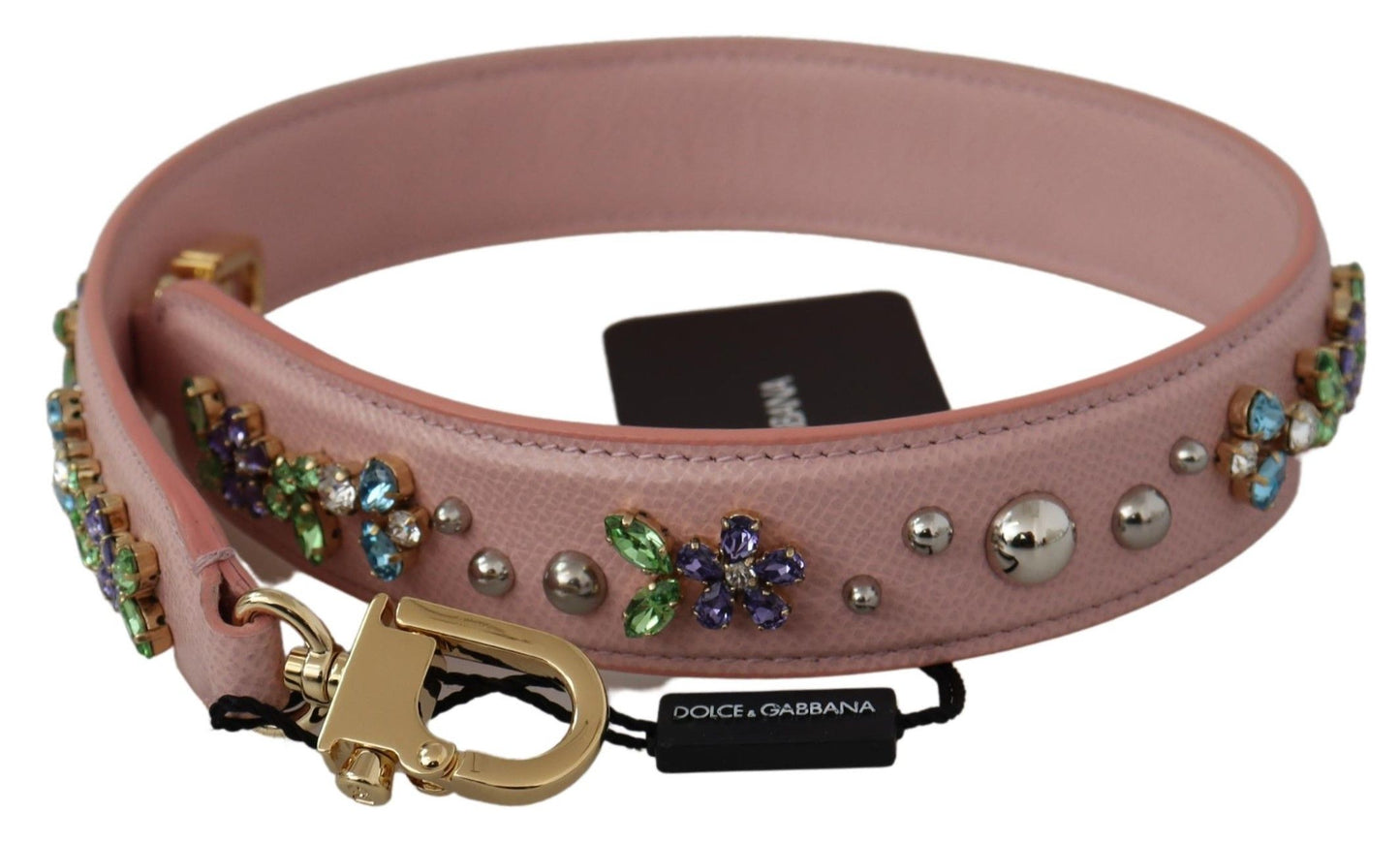Rosa Leder Crystals Tasche Accessoire Schulterriemen