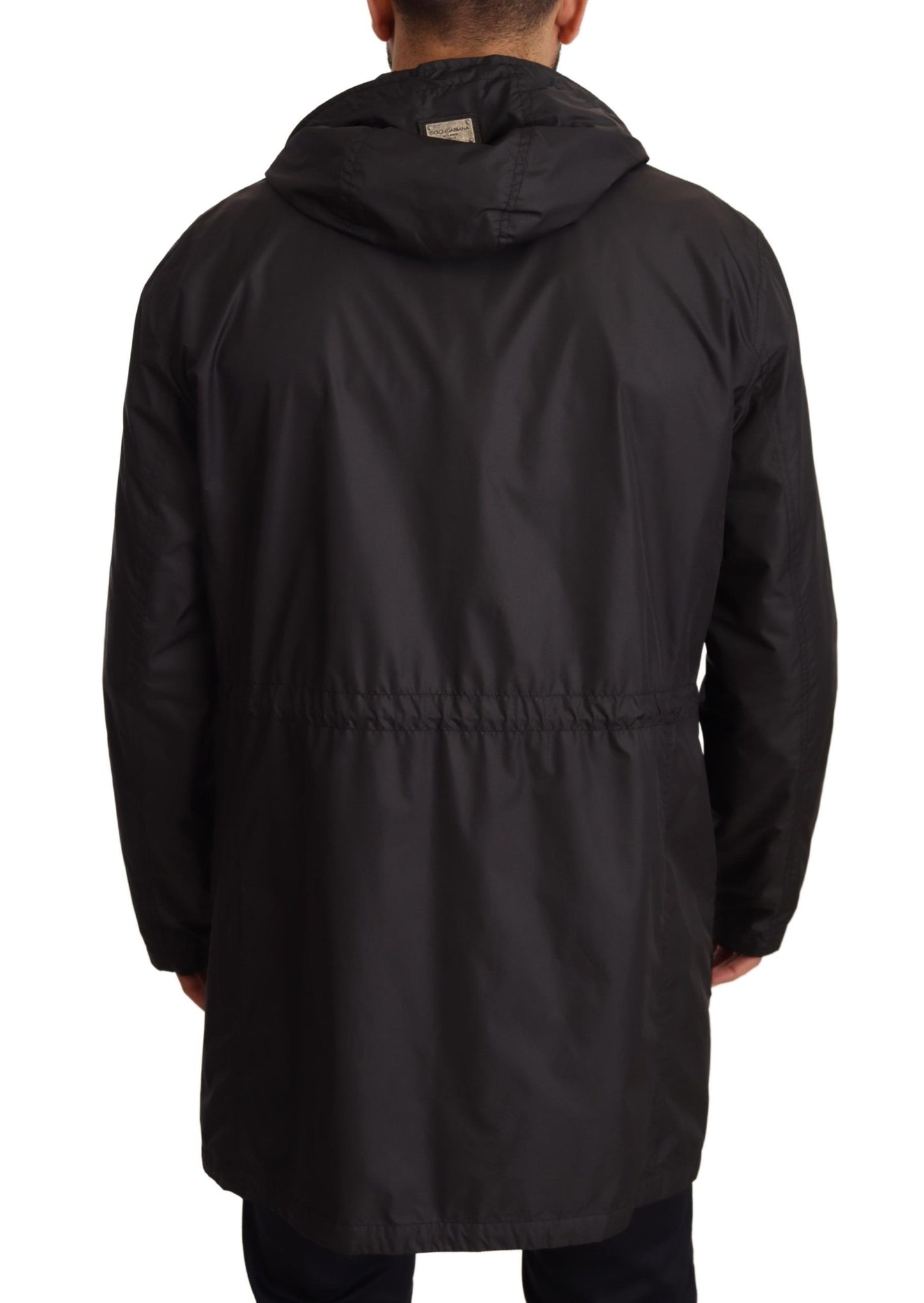 Schwarzer Kapuzenmantel Herren Trenchcoat Jacke