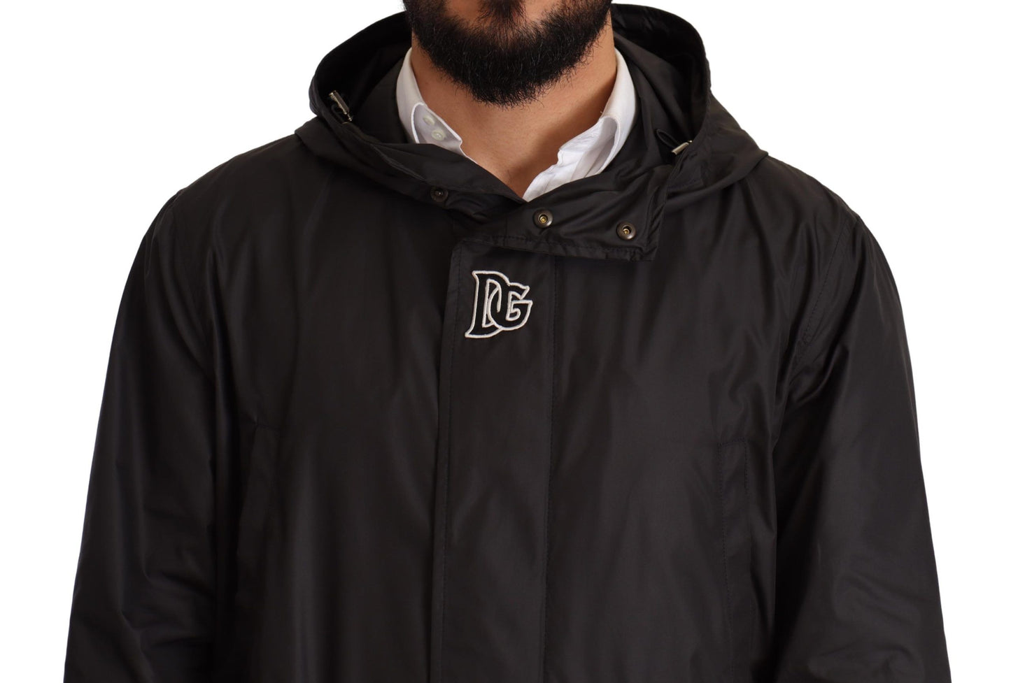 Schwarzer Kapuzenmantel Herren Trenchcoat Jacke