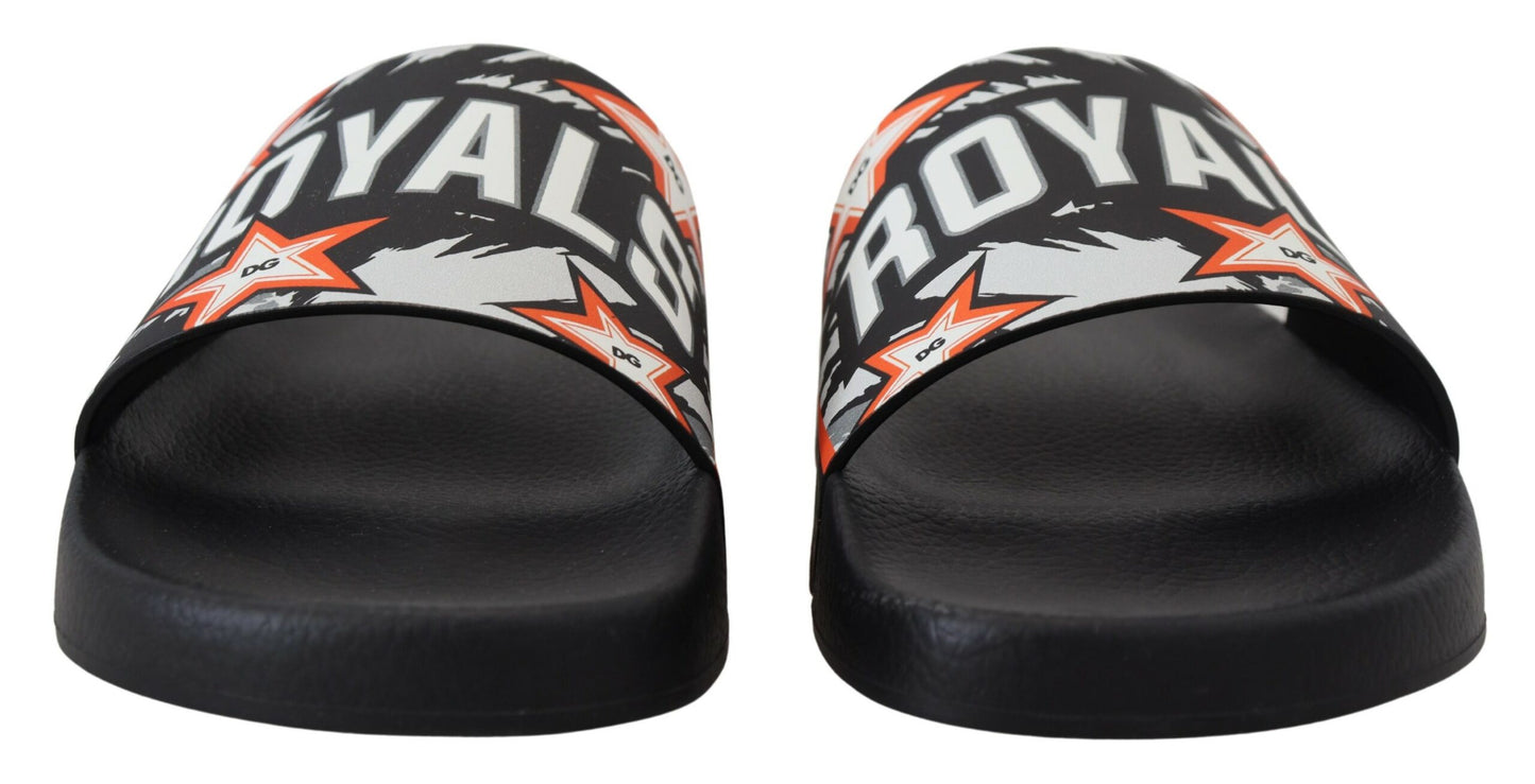 Schwarz Orange Royals Gummi-Sandalen Rutschen Slip On