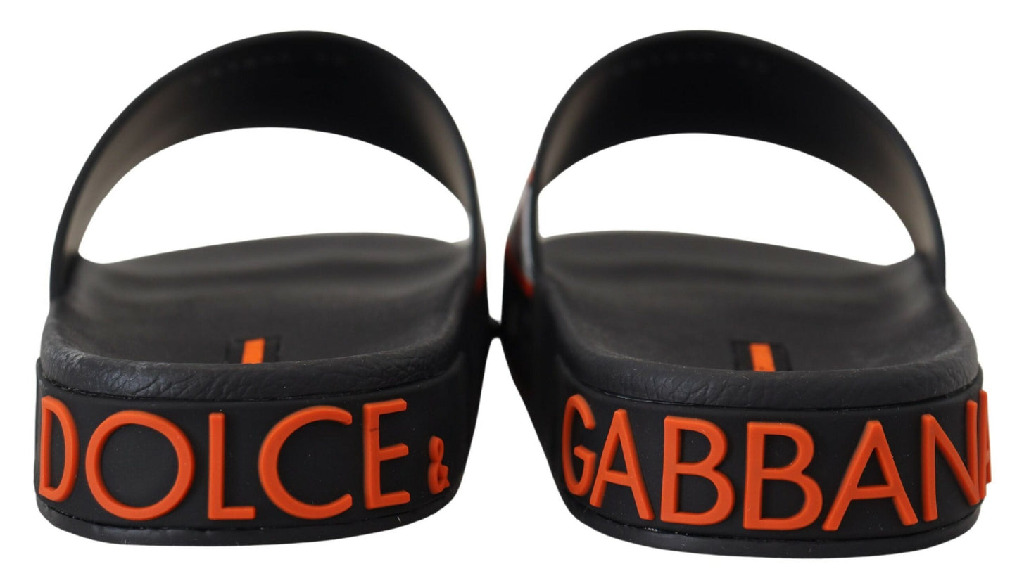 Schwarz Orange Royals Gummi-Sandalen Rutschen Slip On