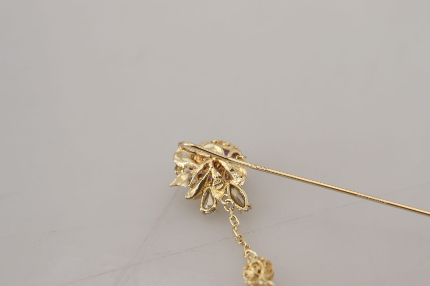 Gold Ton 925 Sterling Silber Kristall Kette Pin Brosche