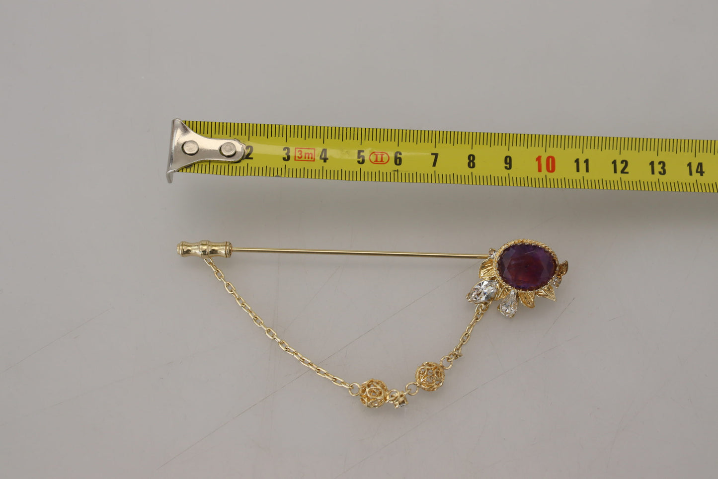 Gold Ton 925 Sterling Silber Kristall Kette Pin Brosche