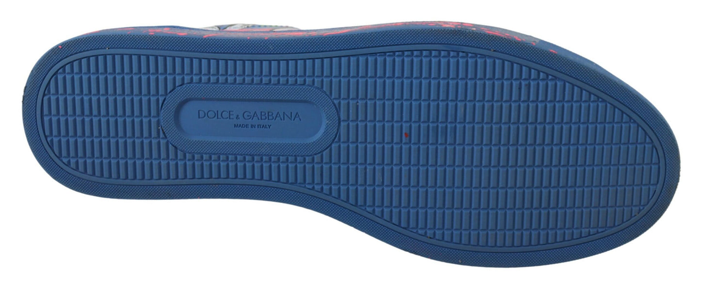 Blaue Leder Turnschuhe Handbemalte Freizeitschuhe