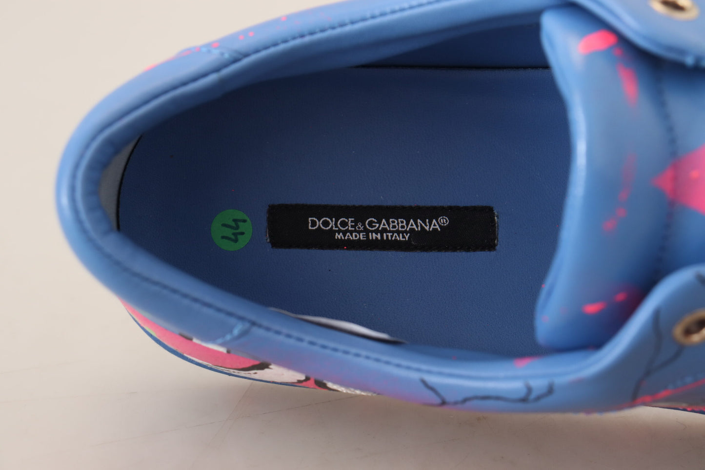 Blaue Leder Turnschuhe Handbemalte Freizeitschuhe