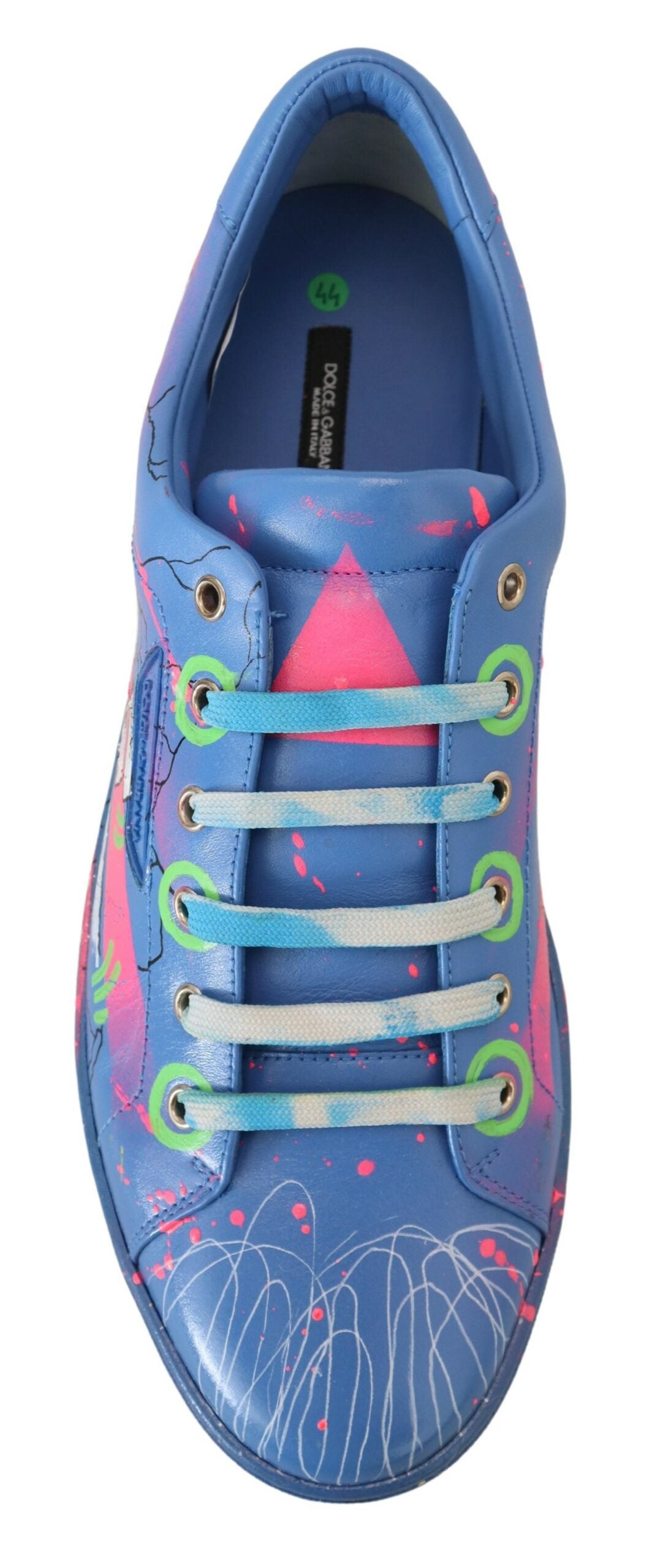 Blaue Leder Turnschuhe Handbemalte Freizeitschuhe