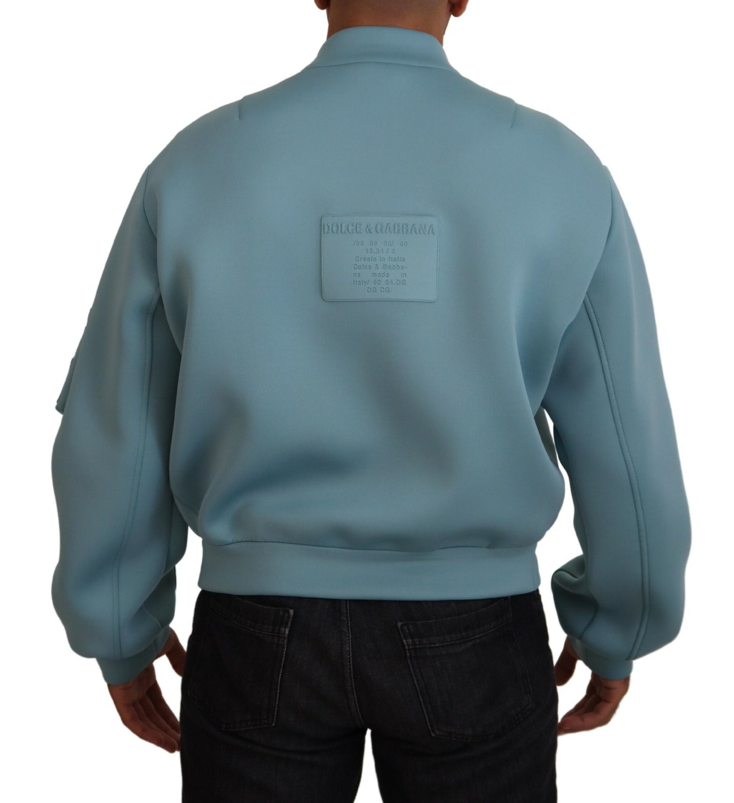 Hellblaue Polyester DG Patch Bomberjacke