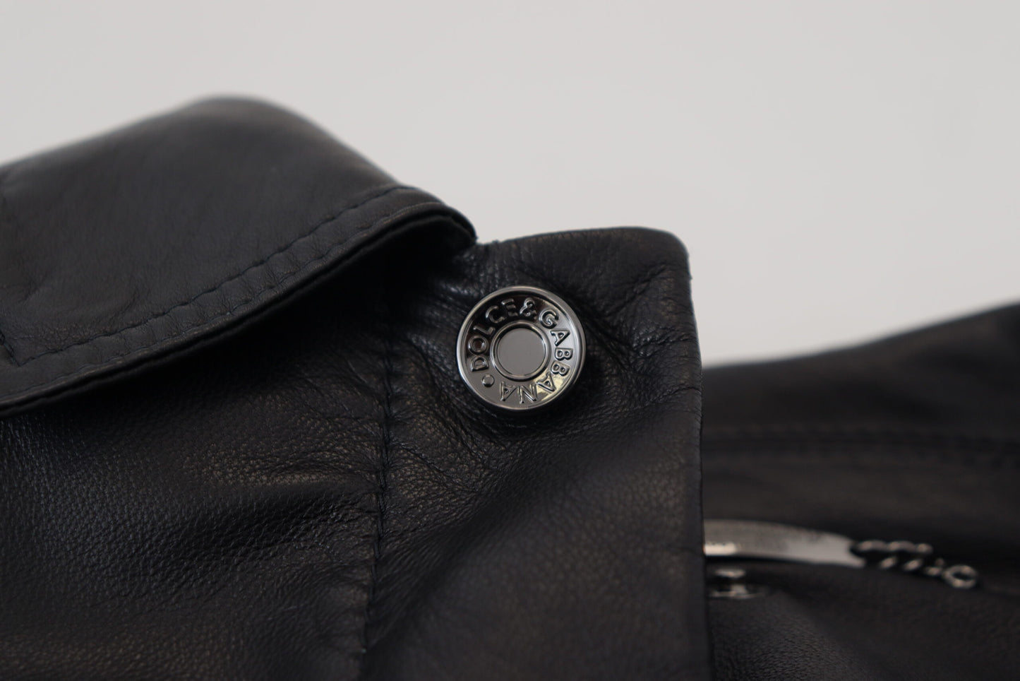 Schwarzes Lammleder mit Kragen Herrenmantel Jacke