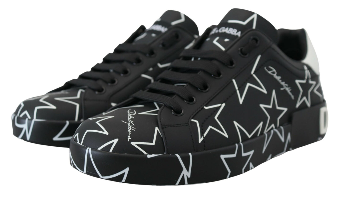 Schwarze Star Leder Low Top Freizeitschuhe