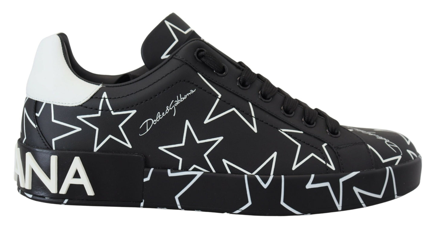 Schwarze Star Leder Low Top Freizeitschuhe