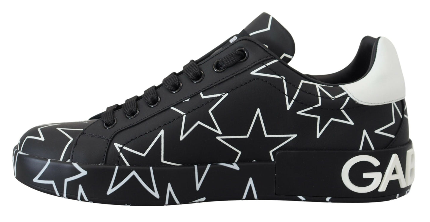 Schwarze Star Leder Low Top Freizeitschuhe