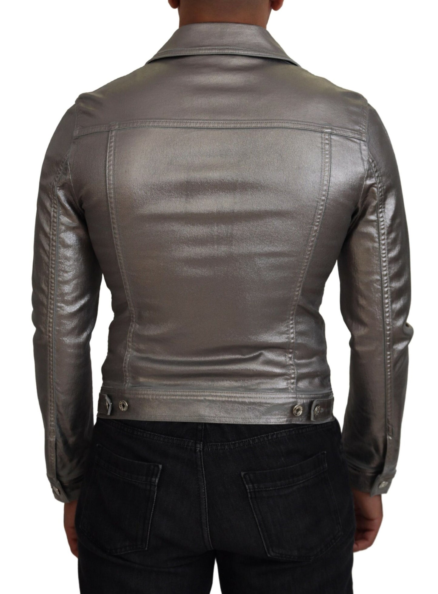 Graue Metallic-Baumwolljacke für Männer mit langen Ärmeln