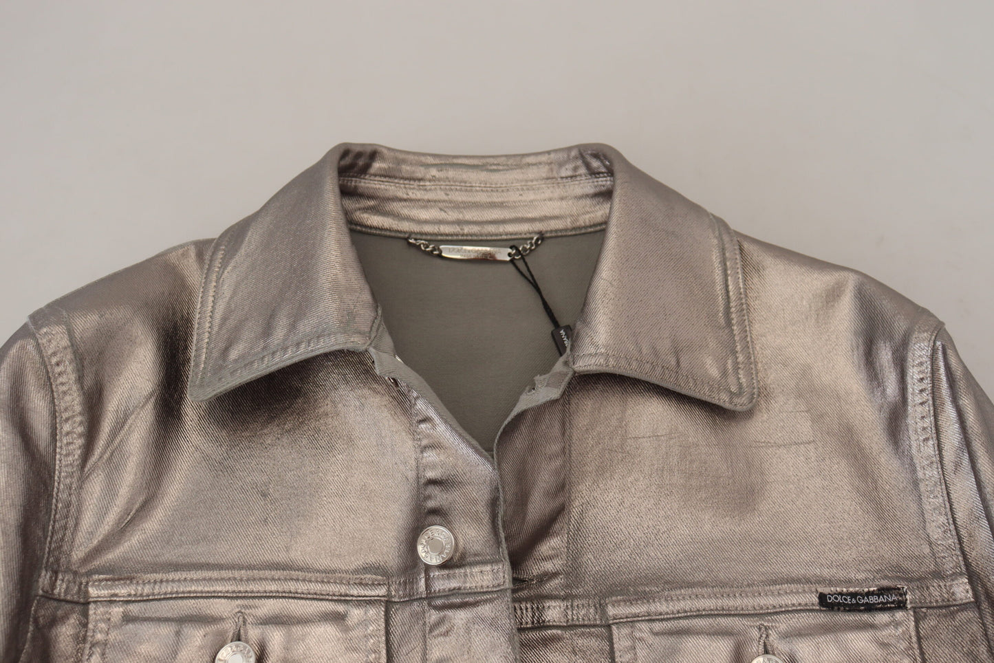 Graue Metallic-Baumwolljacke für Männer mit langen Ärmeln