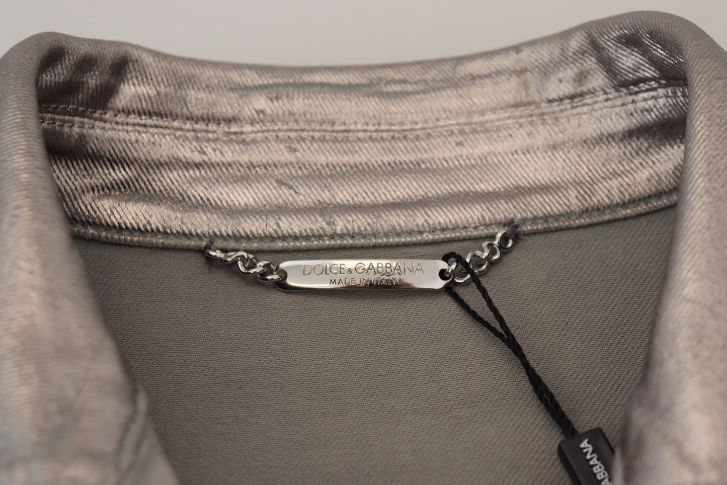 Graue Metallic-Baumwolljacke für Männer mit langen Ärmeln