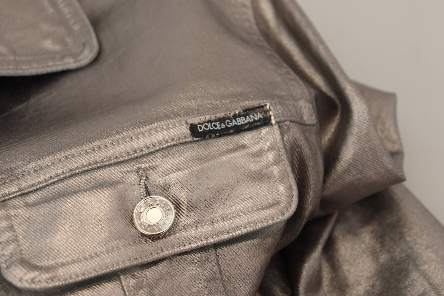 Graue Metallic-Baumwolljacke für Männer mit langen Ärmeln