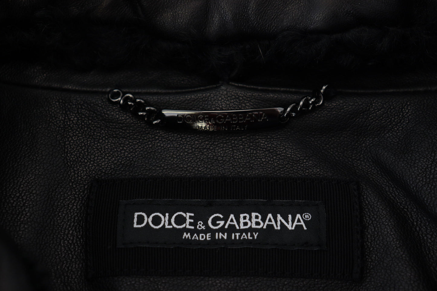 Schwarzes Lammleder mit Kragen Herrenmantel Jacke