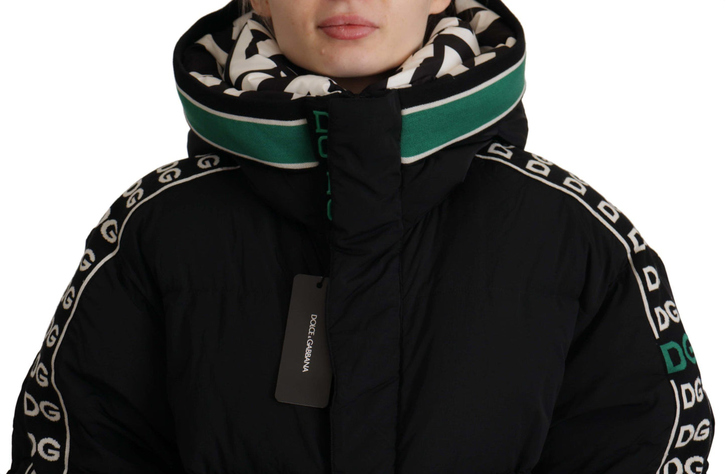 Schwarz Royal Logo Full Zip Puffer Jacke Nylon