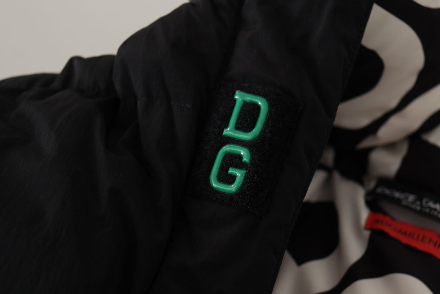 Schwarz Royal Logo Full Zip Puffer Jacke Nylon