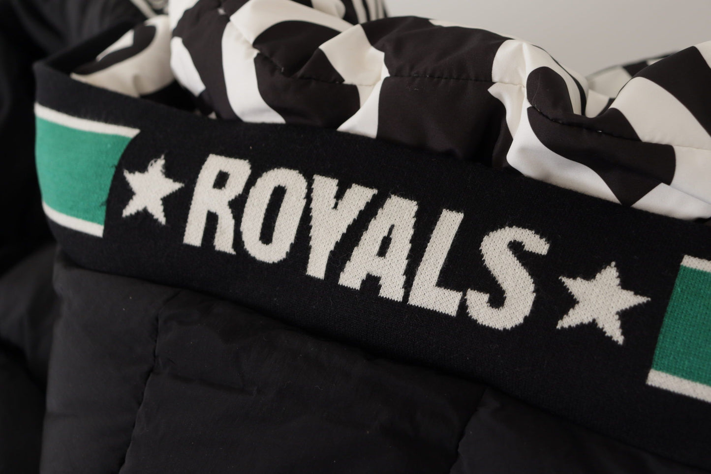 Schwarz Royal Logo Full Zip Puffer Jacke Nylon