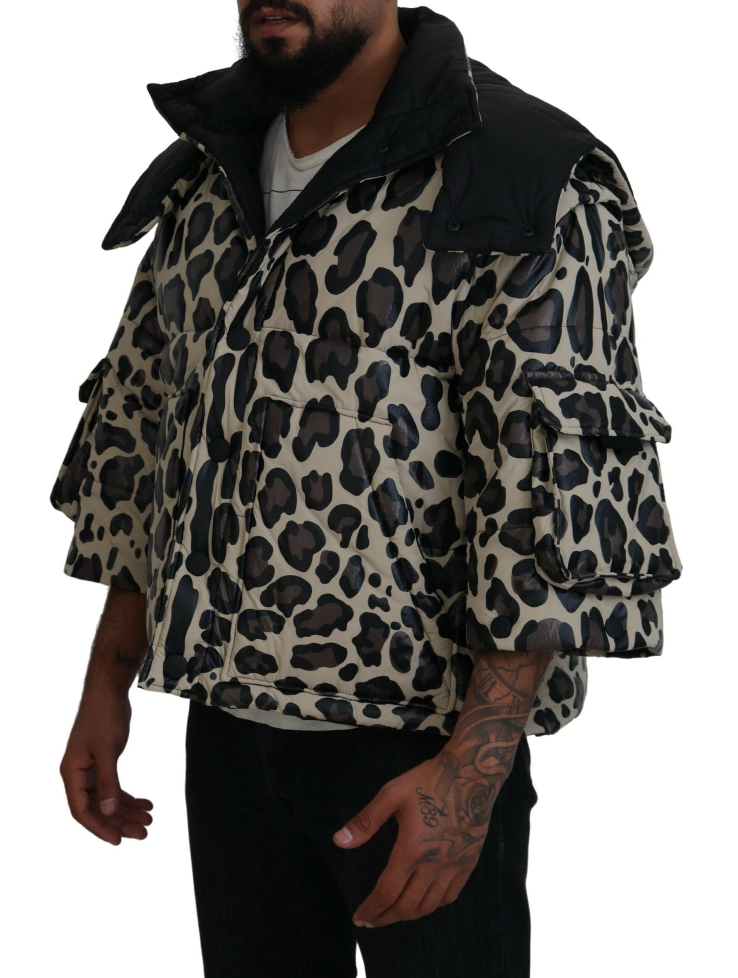 Multicolor Leopard Parka Mantel Winterjacke