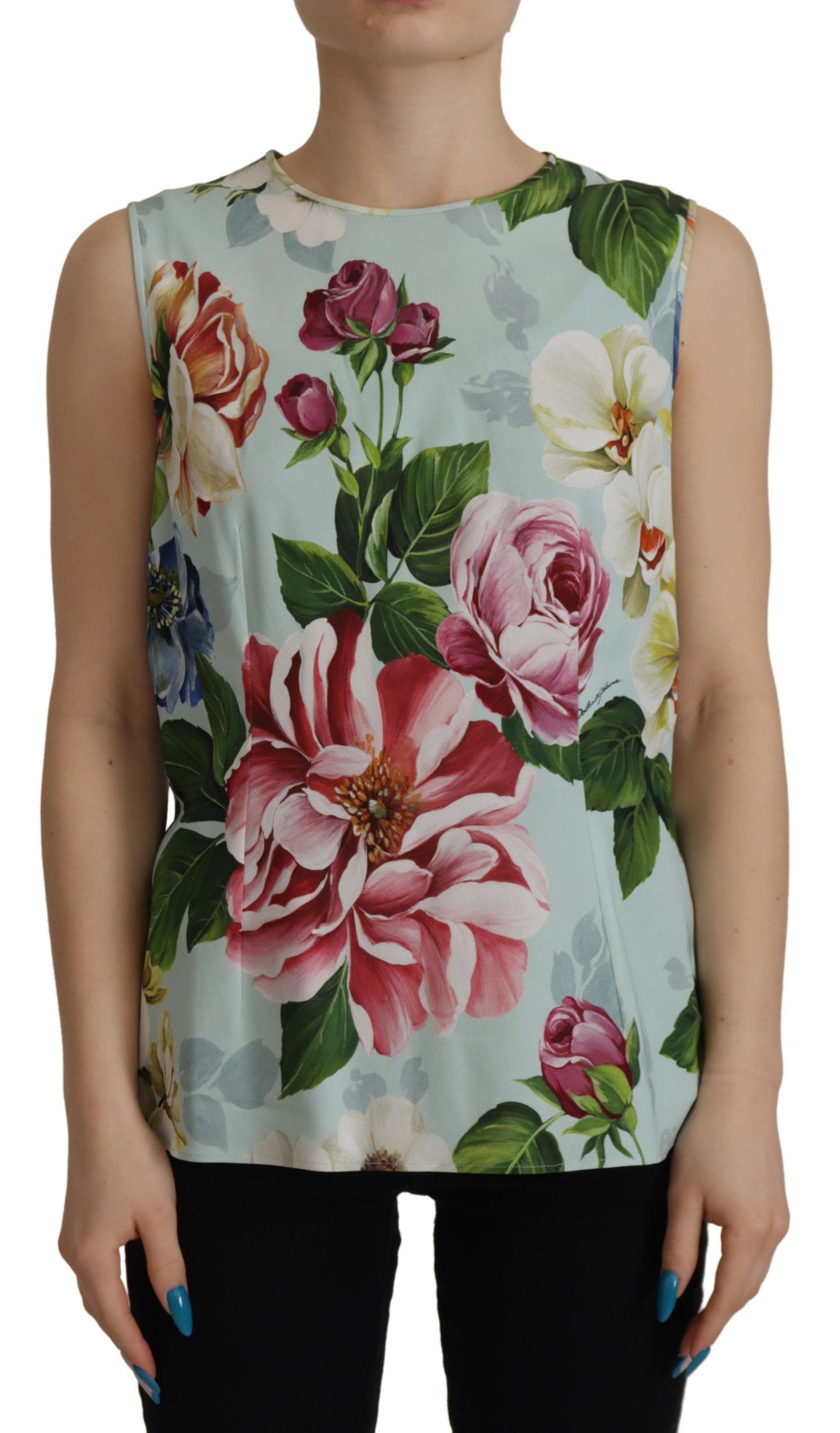 Ärmelloses Tank-Top mit Rosendruck Tropical Top