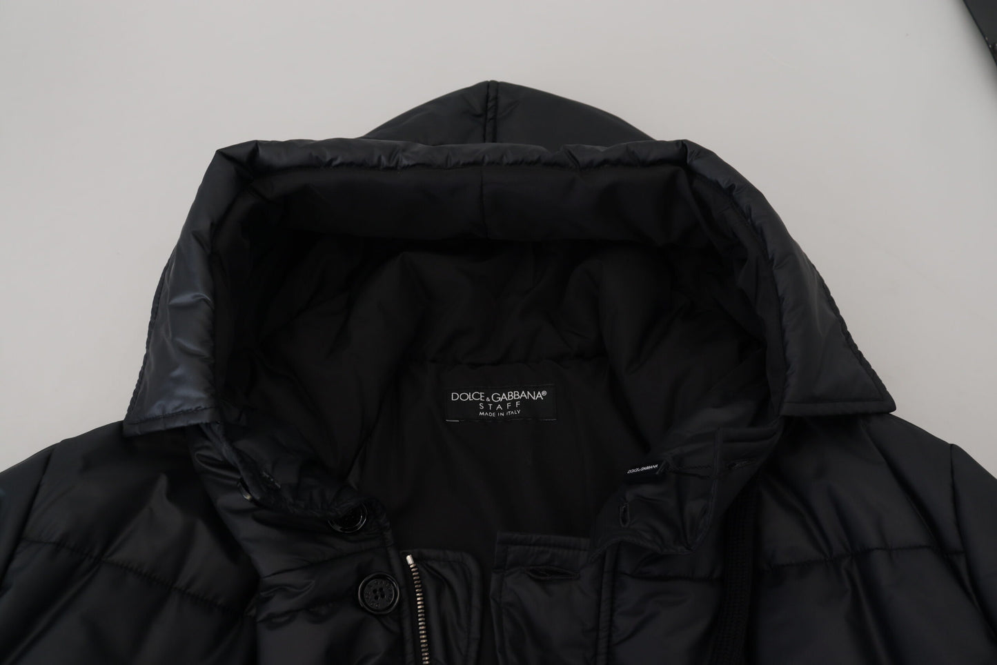 Schwarzer Polyester-Parka-Mantel mit Kapuze Winterjacke