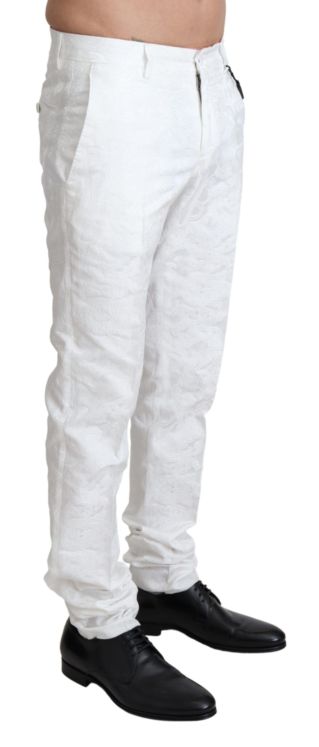 Weiße Brokat-Jaquard-Kleid-Hose