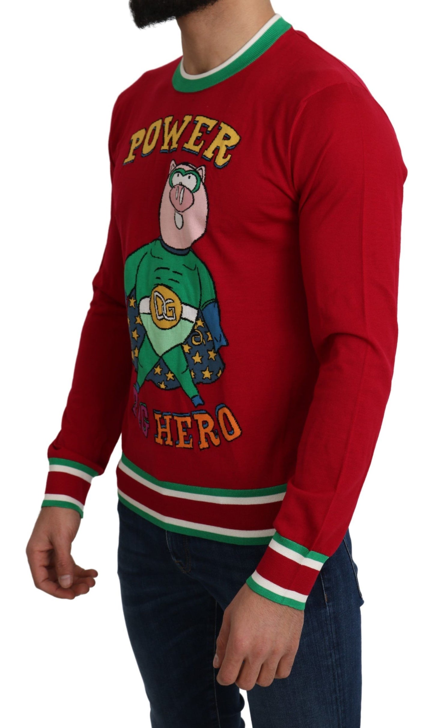 Roter Woll-Seiden-Pullover für das Schwein des Jahres