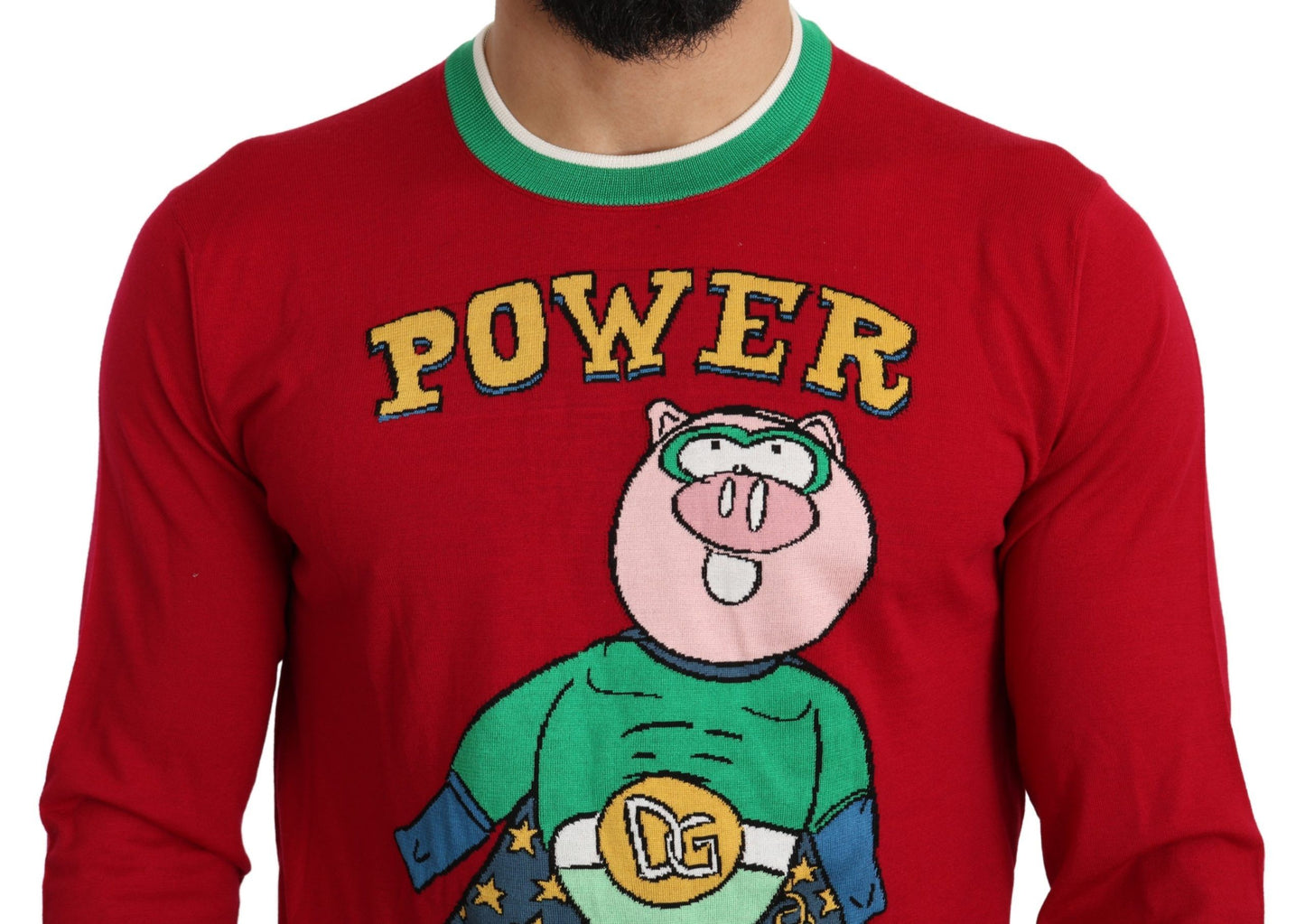 Roter Woll-Seiden-Pullover für das Schwein des Jahres