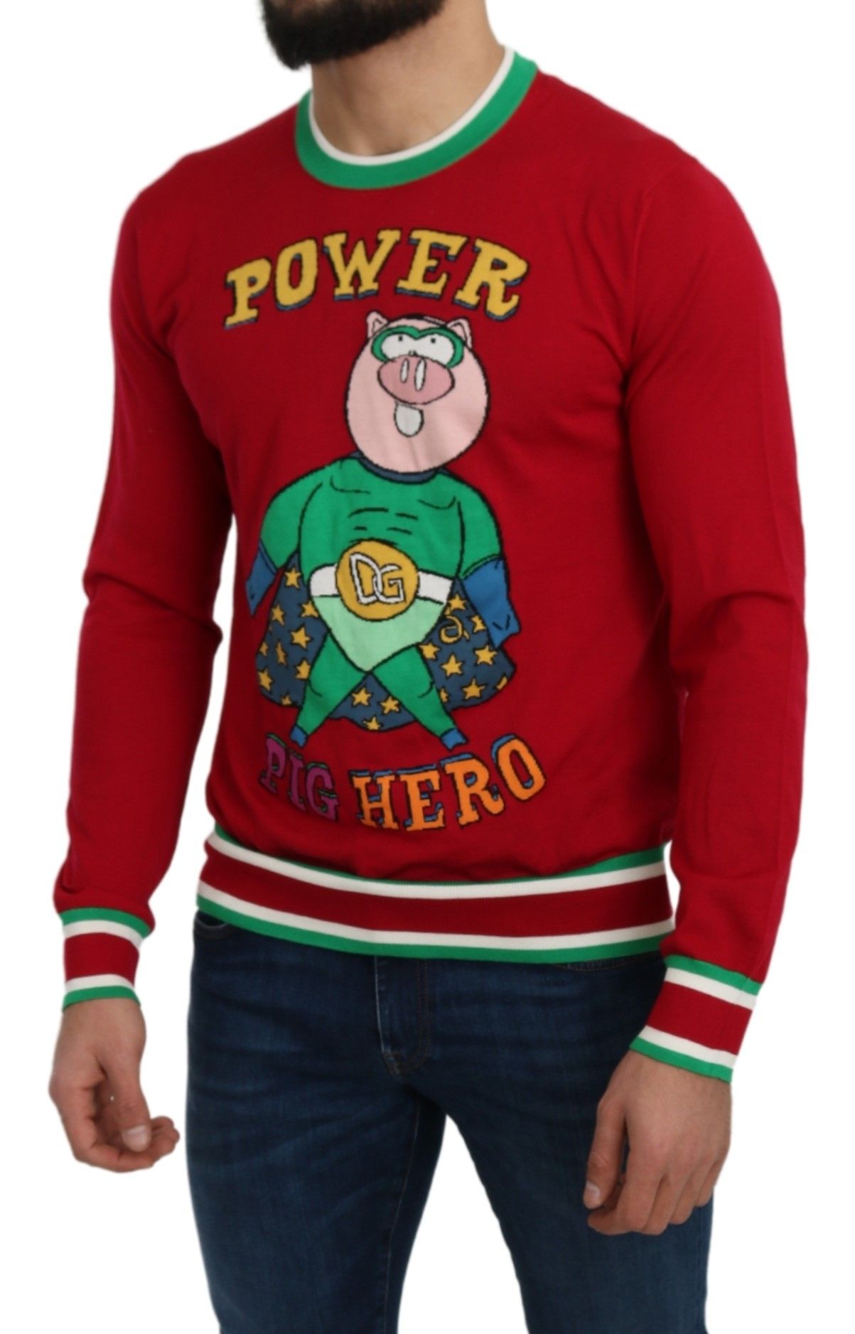 Roter Woll-Seiden-Pullover für das Schwein des Jahres
