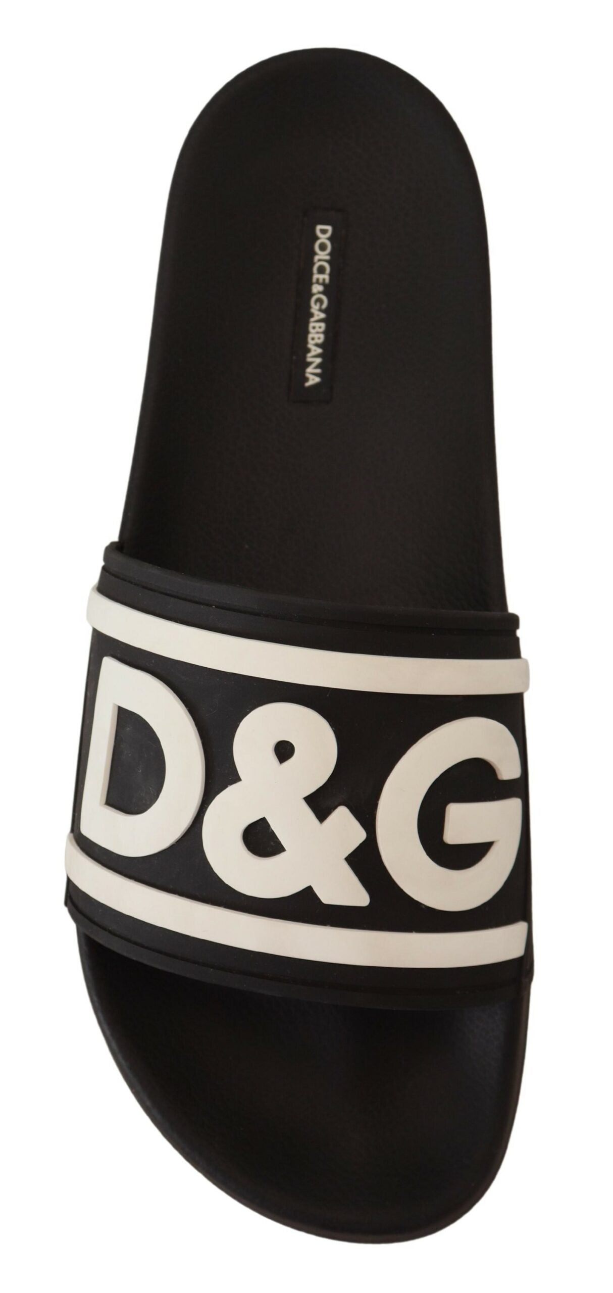 Schwarzer Gummi D&G Logo Schuhe Pantoletten Sandalen