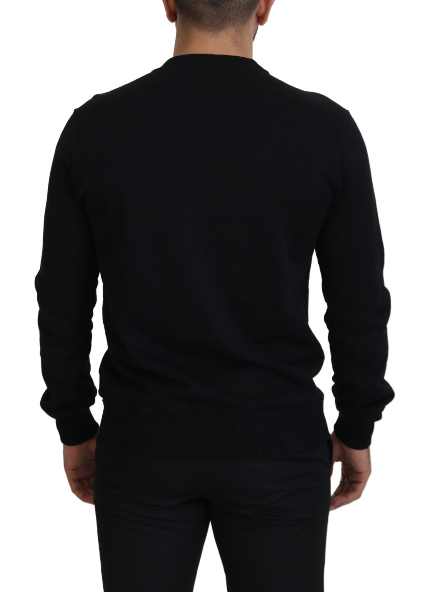 Schwarzer D&G Pullover aus Baumwolle mit Kristallen