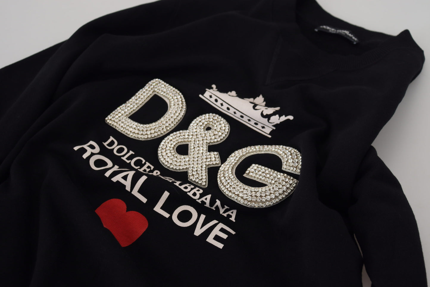 Schwarzer D&G Pullover aus Baumwolle mit Kristallen