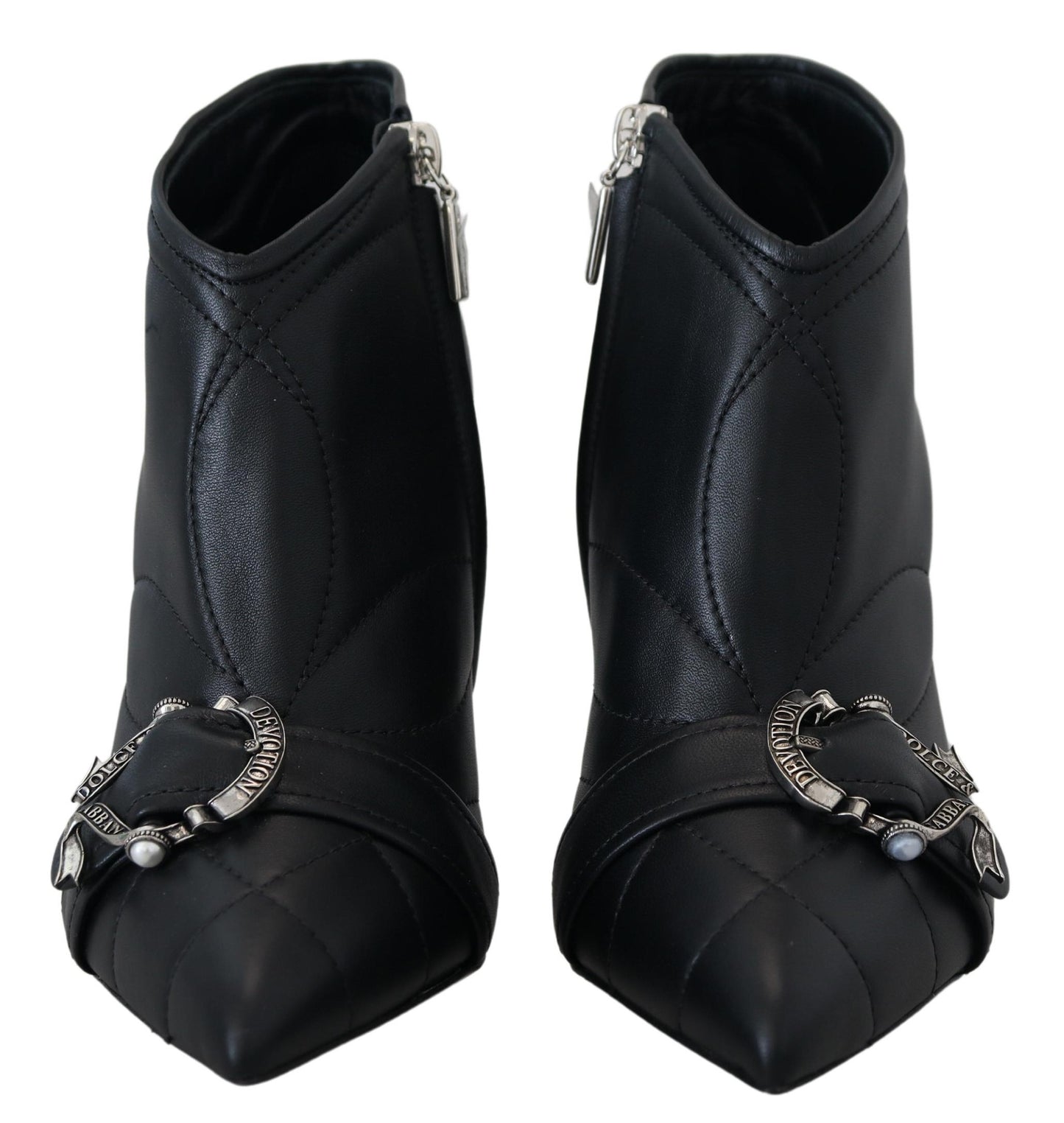 Schwarze Devotion Gesteppte Knöchelstiefel mit Schnalle Schuhe