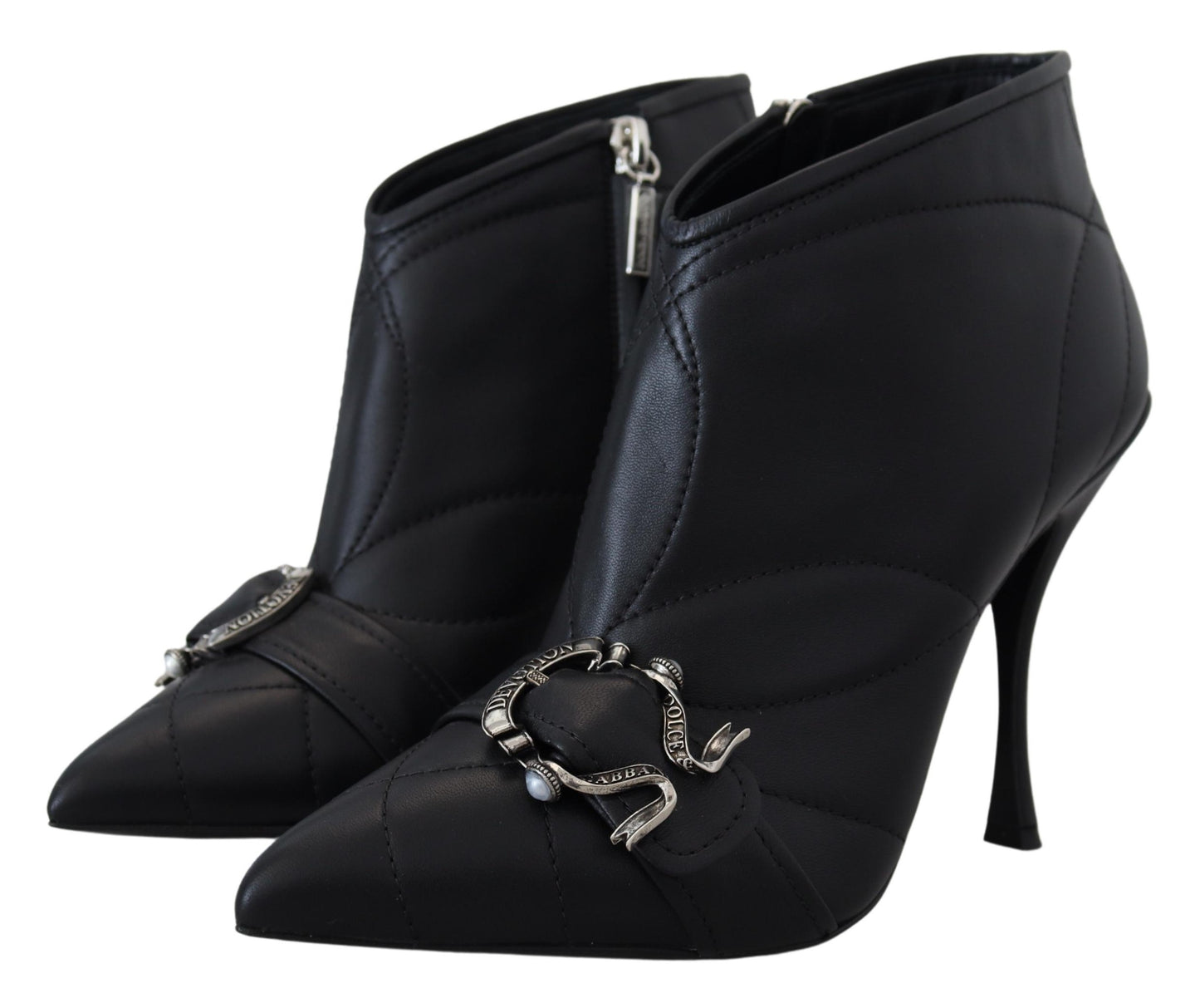 Schwarze Devotion Gesteppte Knöchelstiefel mit Schnalle Schuhe