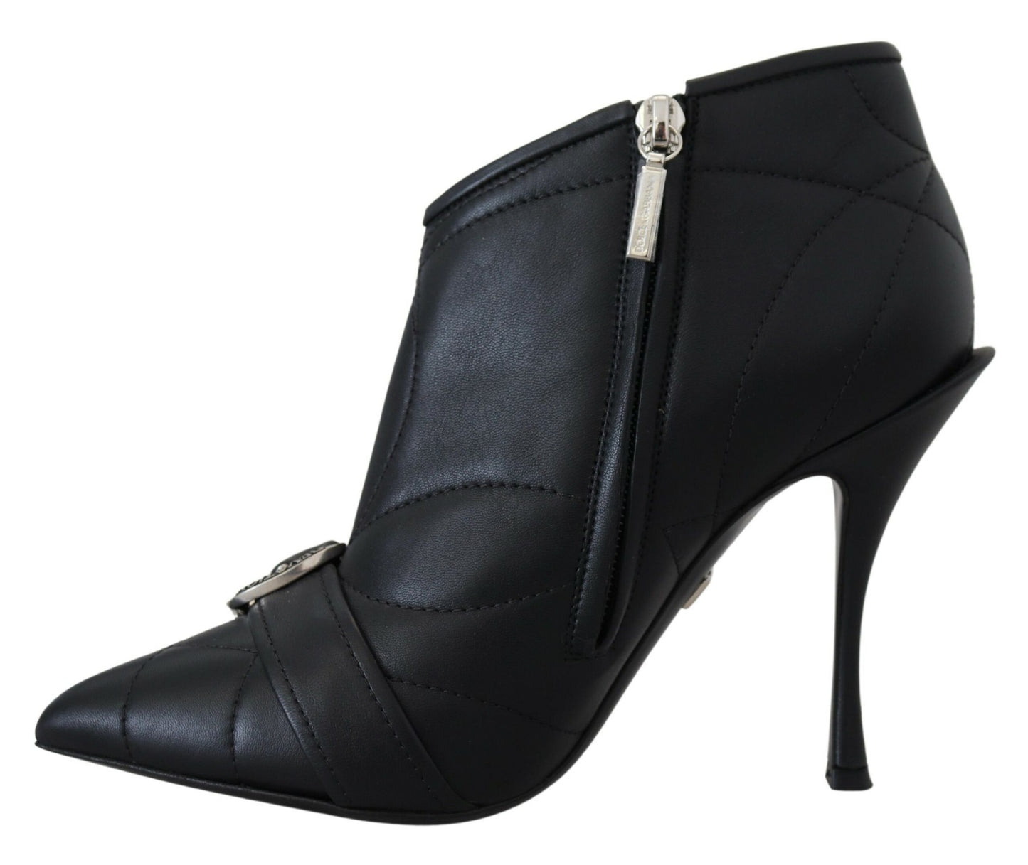 Schwarze Devotion Gesteppte Knöchelstiefel mit Schnalle Schuhe