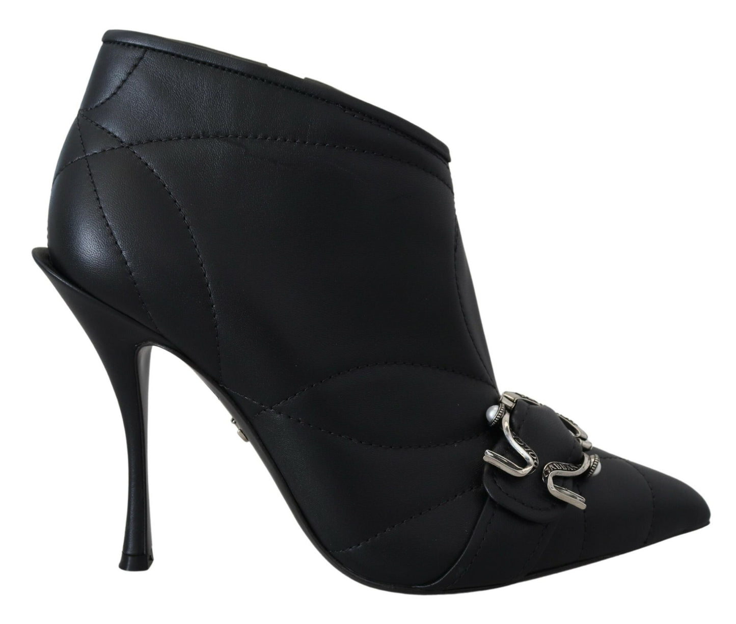 Schwarze Devotion Gesteppte Knöchelstiefel mit Schnalle Schuhe