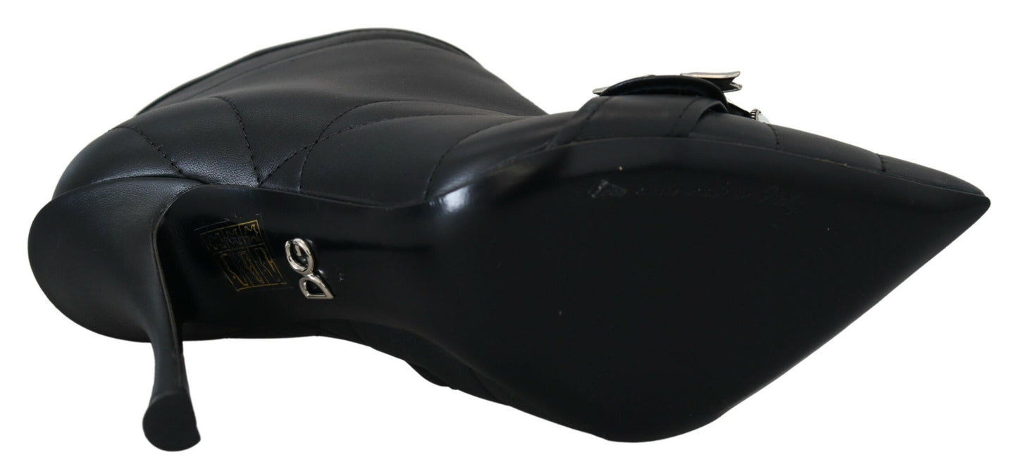 Schwarze Devotion Gesteppte Knöchelstiefel mit Schnalle Schuhe
