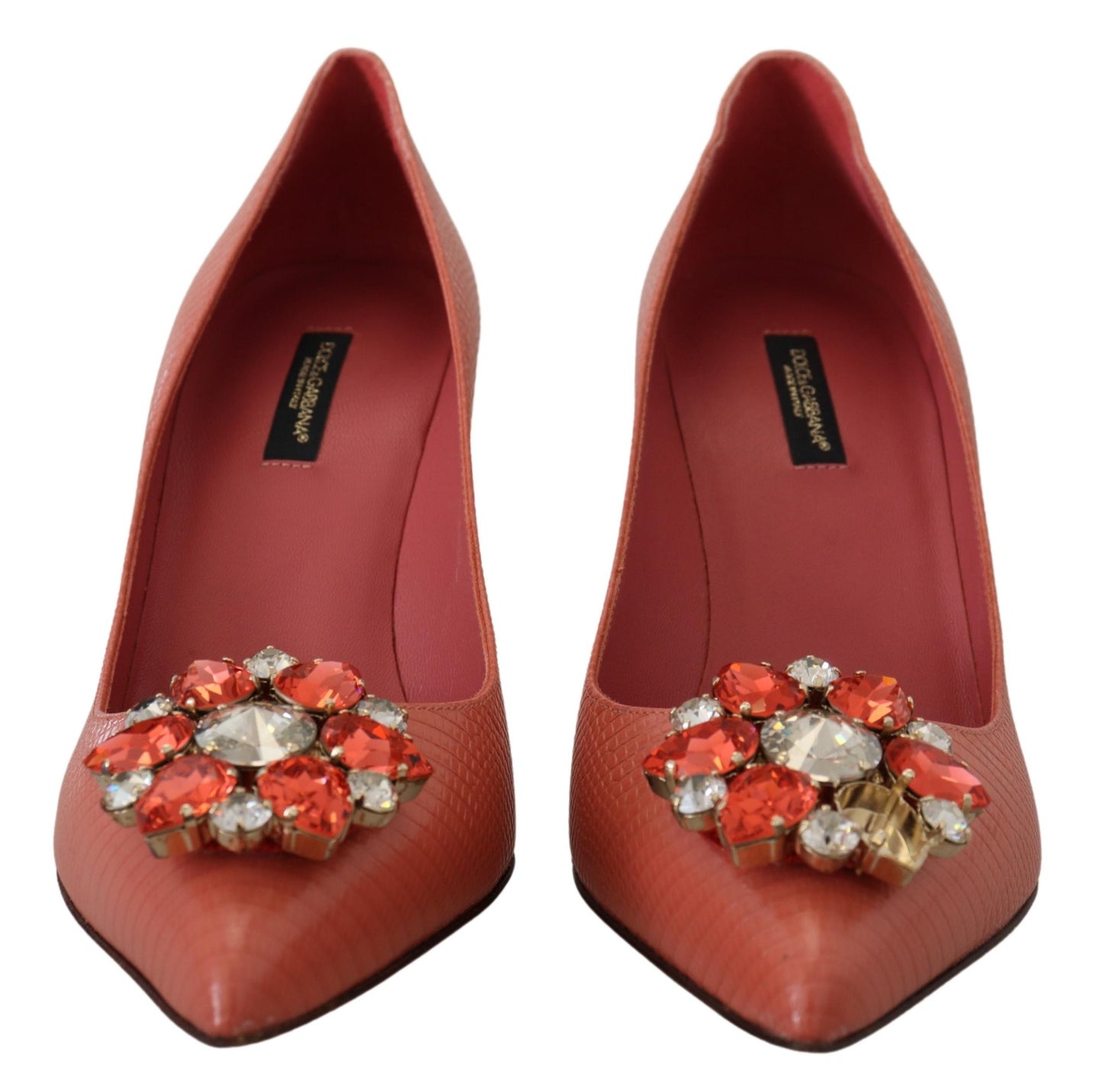 Rosa Exotische Leder Kristall Absätze Pumps Schuhe