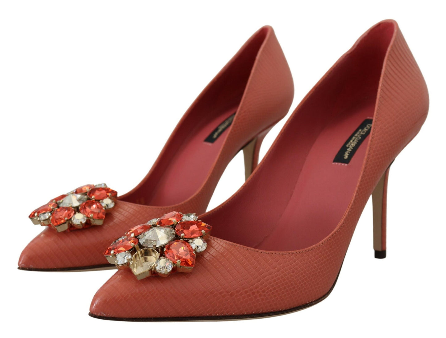 Rosa Exotische Leder Kristall Absätze Pumps Schuhe