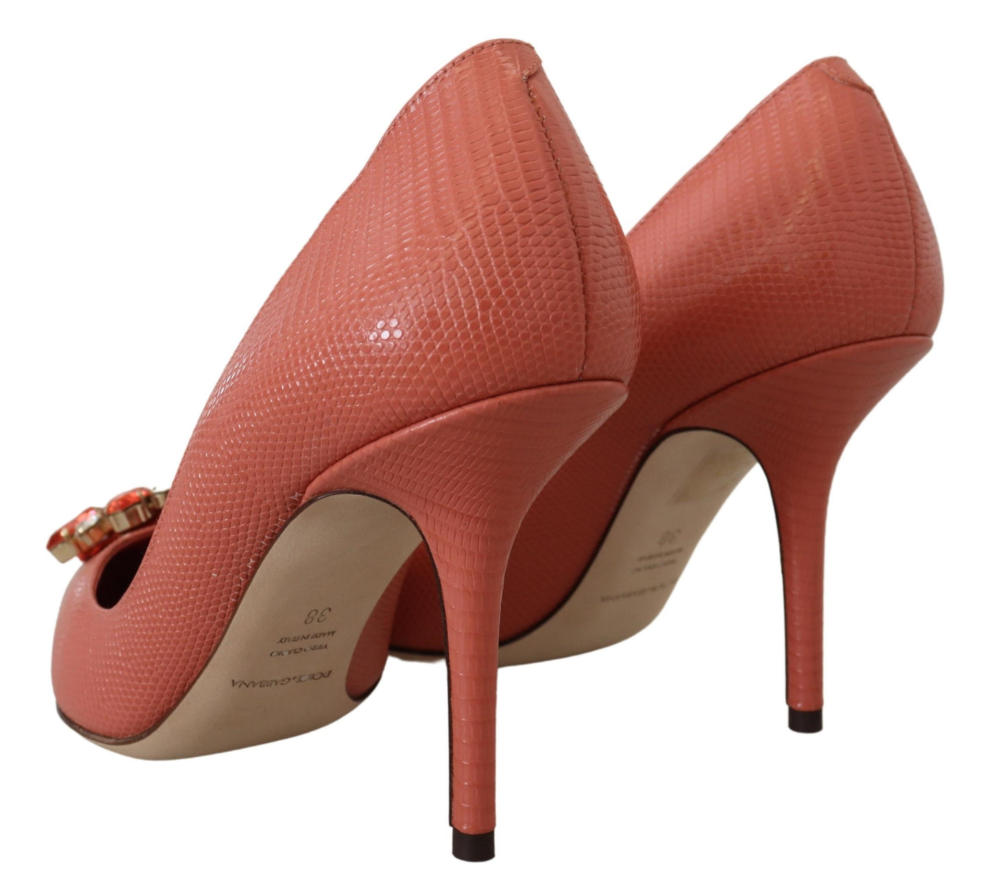 Rosa Exotische Leder Kristall Absätze Pumps Schuhe